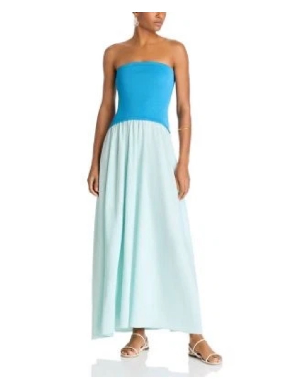 SOLID & STRIPED Strapless Two-Tone Blue Maxi Dress NWT